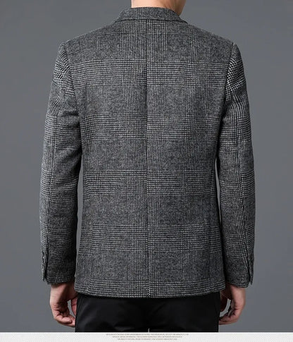 Men’s Glen Check Blazer - Stylish Two-Button Design for Formal and Smart-Casual Wear
