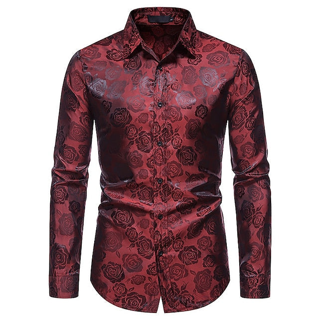 Men's Glossy Long Sleeve Shirt for Events