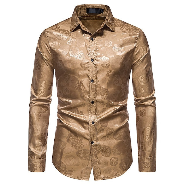 Men's Glossy Long Sleeve Shirt for Events