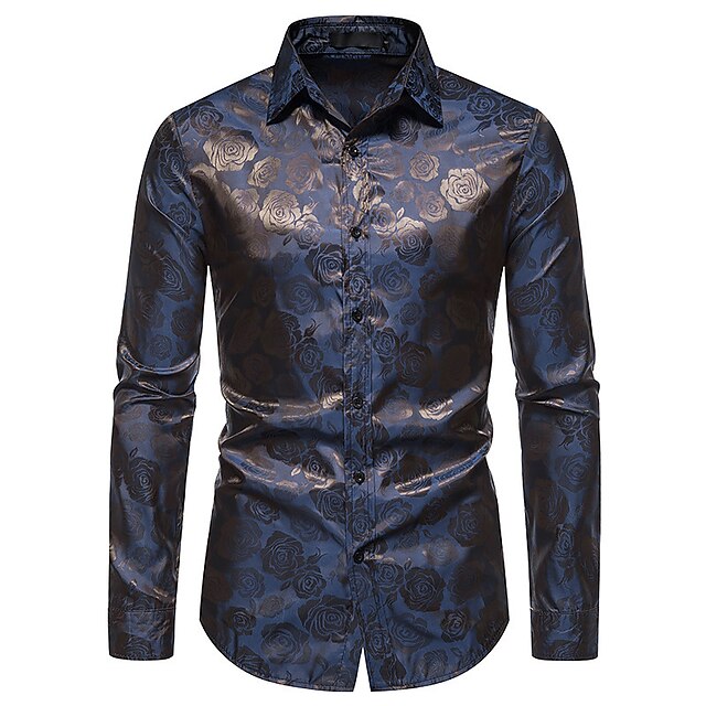 Men's Glossy Long Sleeve Shirt for Events