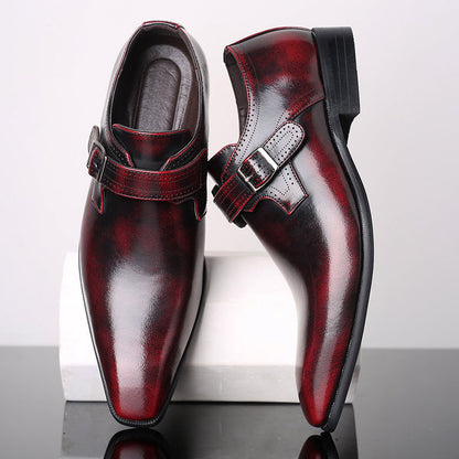 Men’s Glossy Monk Strap Shoes – Sleek Polished Design