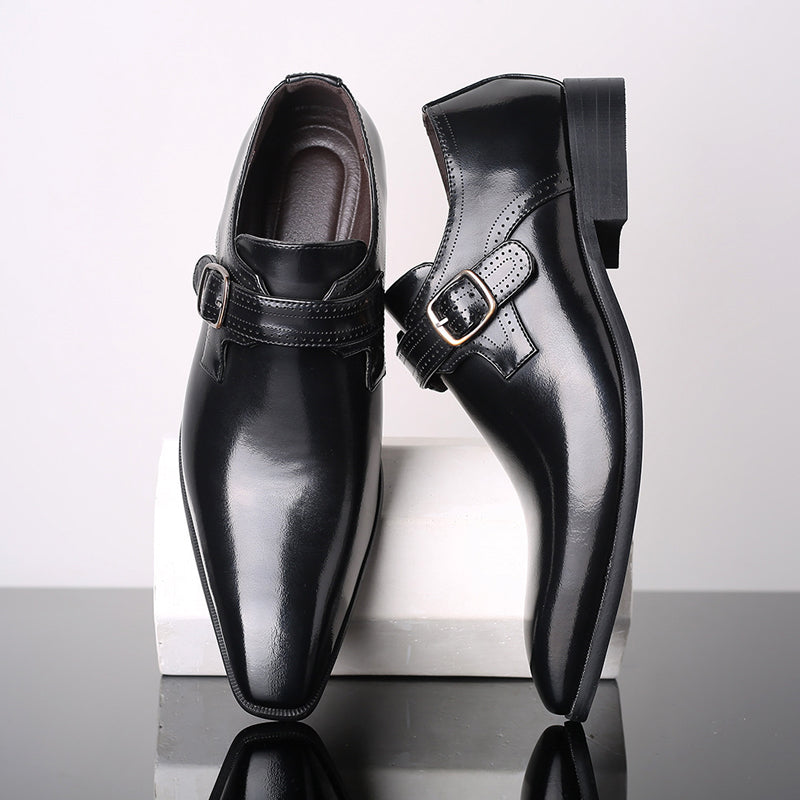 Men’s Glossy Monk Strap Shoes – Sleek Polished Design
