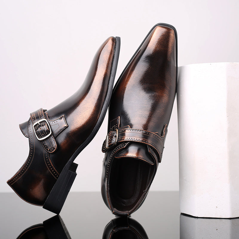 Men’s Glossy Monk Strap Shoes – Sleek Polished Design