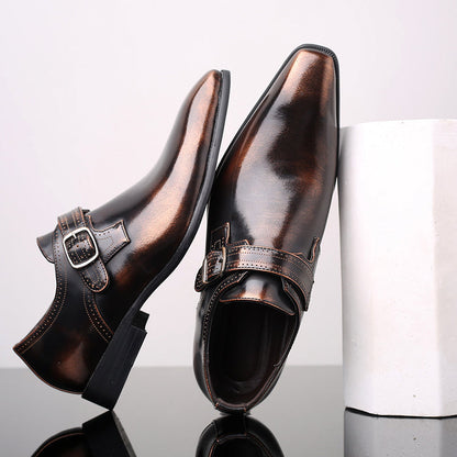 Men’s Glossy Monk Strap Shoes – Sleek Polished Design