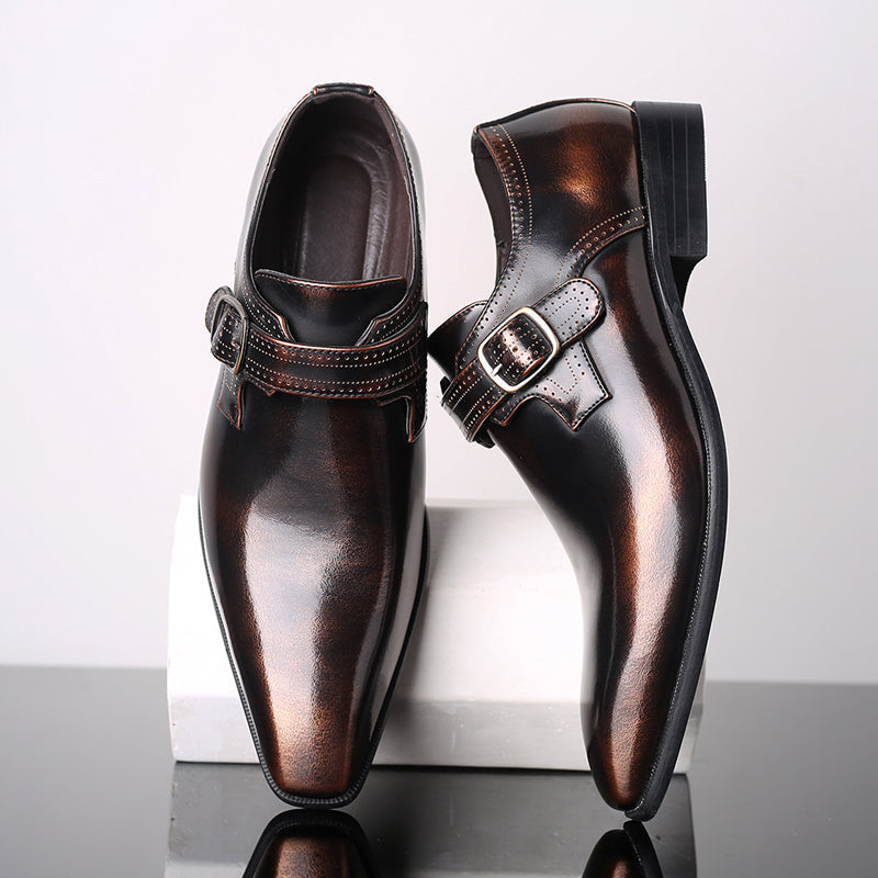 Men’s Glossy Monk Strap Shoes – Sleek Polished Design
