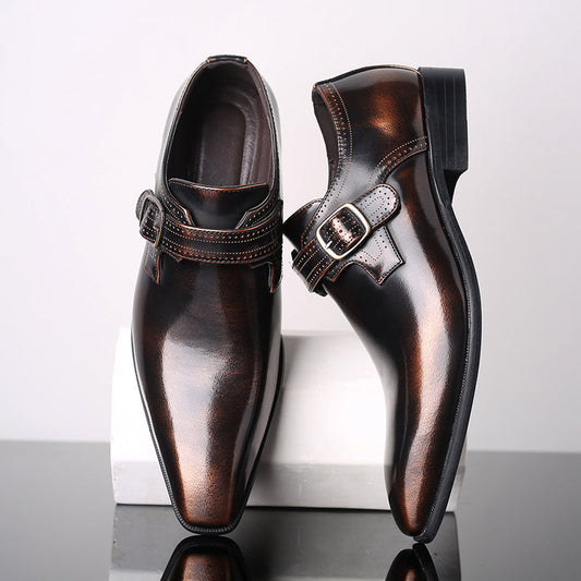 Men’s Glossy Monk Strap Shoes – Sleek Polished Design