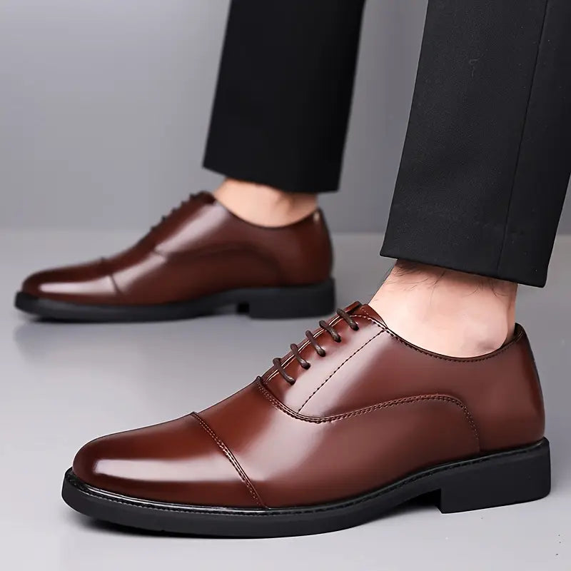 Men's Glossy Oxfords – Stylish Lace-Up Dress Shoes for Work