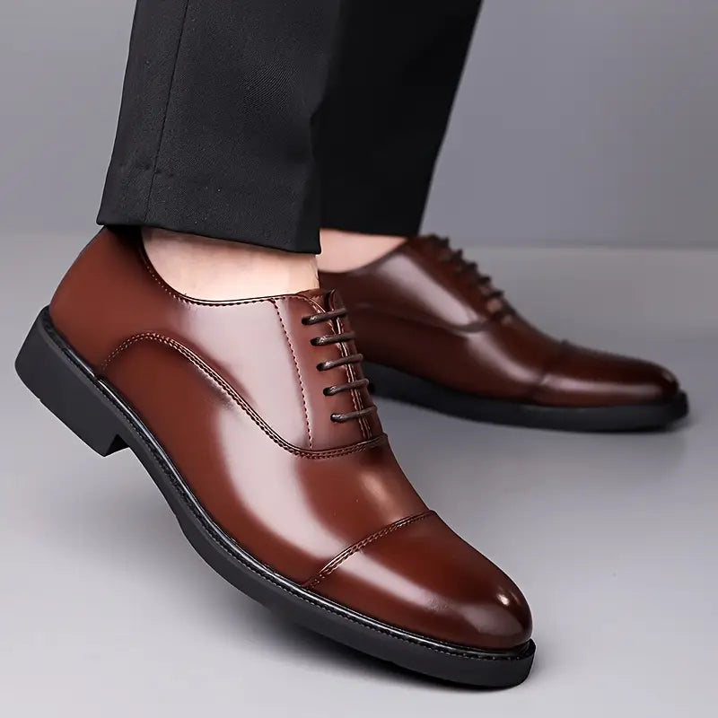 Men's Glossy Oxfords – Stylish Lace-Up Dress Shoes for Work