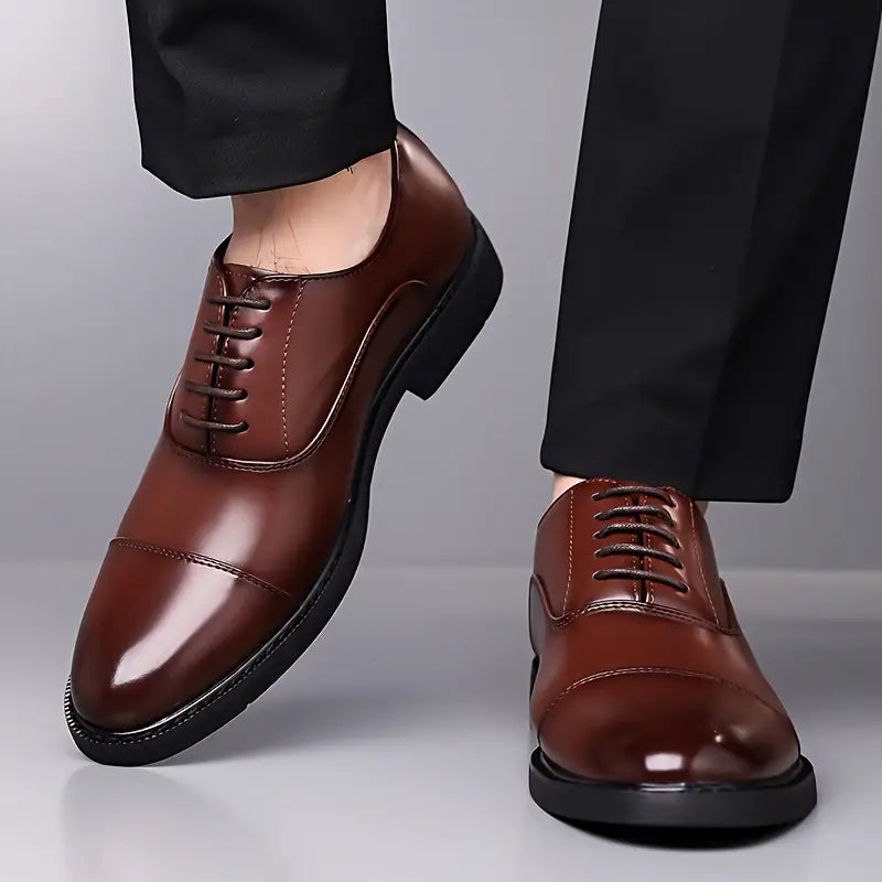 Men's Glossy Oxfords – Stylish Lace-Up Dress Shoes for Work