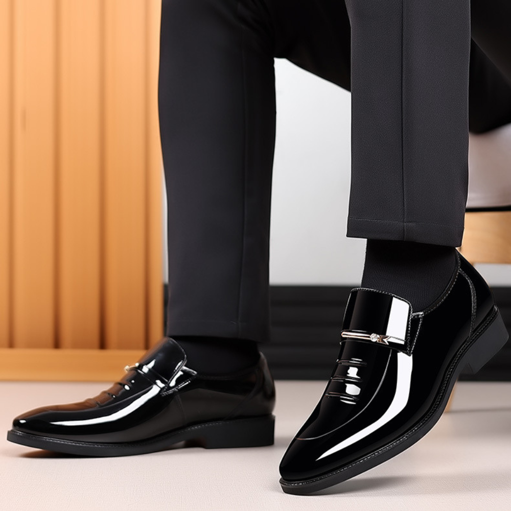 Men's Glossy Slip-On Dress Shoes for Formal Occasions