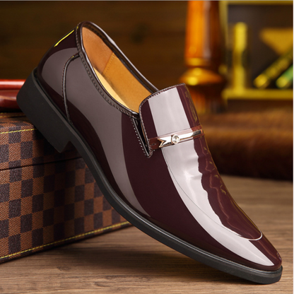 Men's Glossy Slip-On Dress Shoes for Formal Occasions