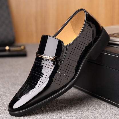 Men's Glossy Slip-On Dress Shoes for Formal Occasions