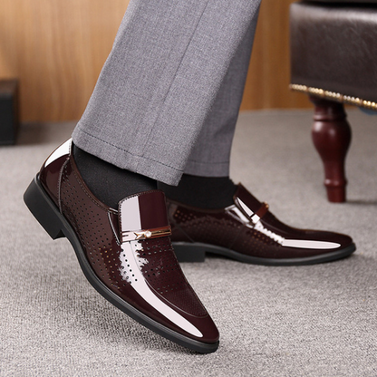 Men's Glossy Slip-On Dress Shoes for Formal Occasions