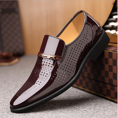 Men's Glossy Slip-On Dress Shoes for Formal Occasions