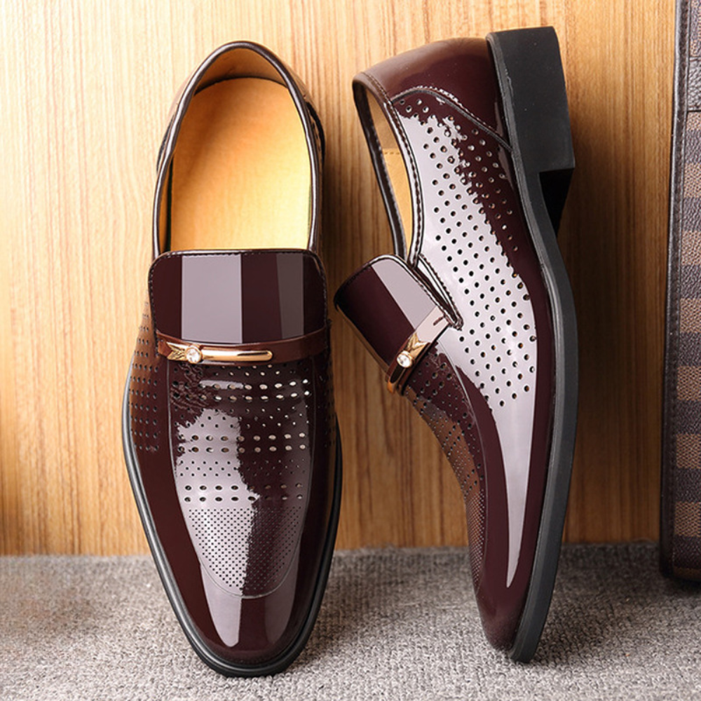 Men's Glossy Slip-On Dress Shoes for Formal Occasions
