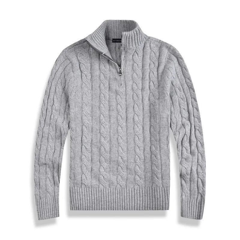 Men's Half Zip Cable Knit Sweater – Cozy Winter Essential