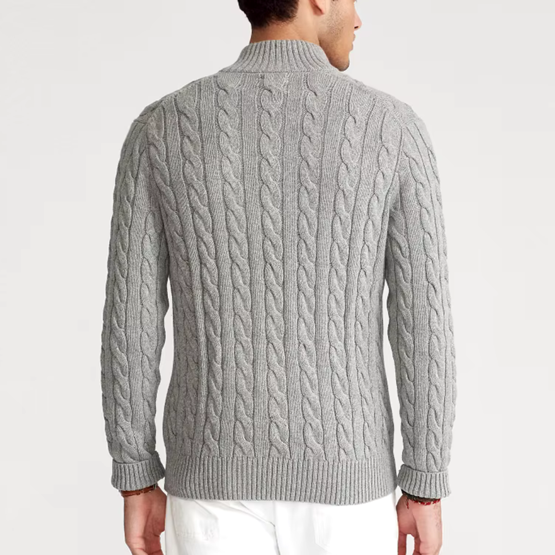 Men's Half Zip Cable Knit Sweater – Cozy Winter Essential