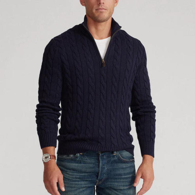 Men's Half Zip Cable Knit Sweater – Cozy Winter Essential