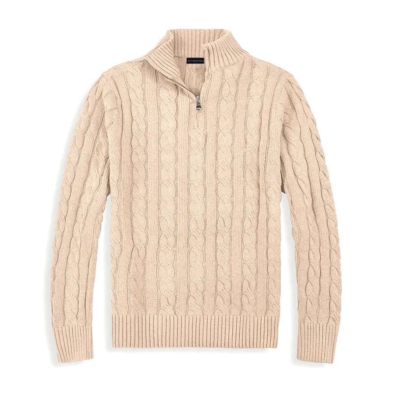 Men's Half Zip Cable Knit Sweater – Cozy Winter Essential