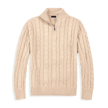 Men's Half Zip Cable Knit Sweater – Cozy Winter Essential