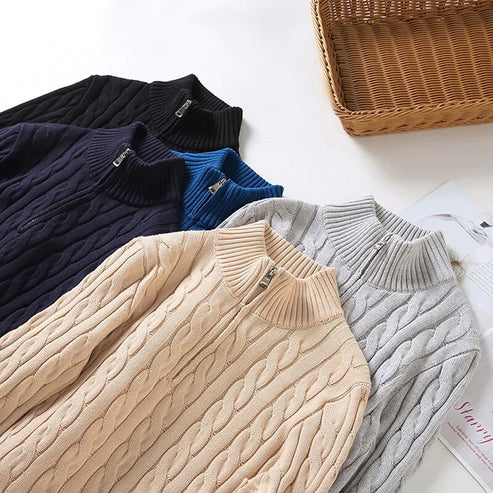 Men's Half Zip Cable Knit Sweater – Cozy Winter Essential