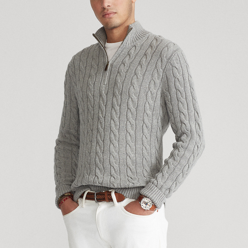 Men's Half Zip Cable Knit Sweater – Cozy Winter Essential