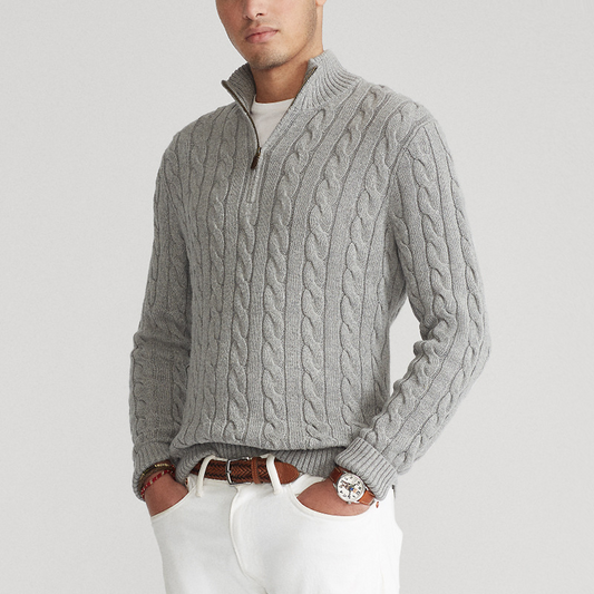 Men's Half Zip Cable Knit Sweater – Cozy Winter Essential