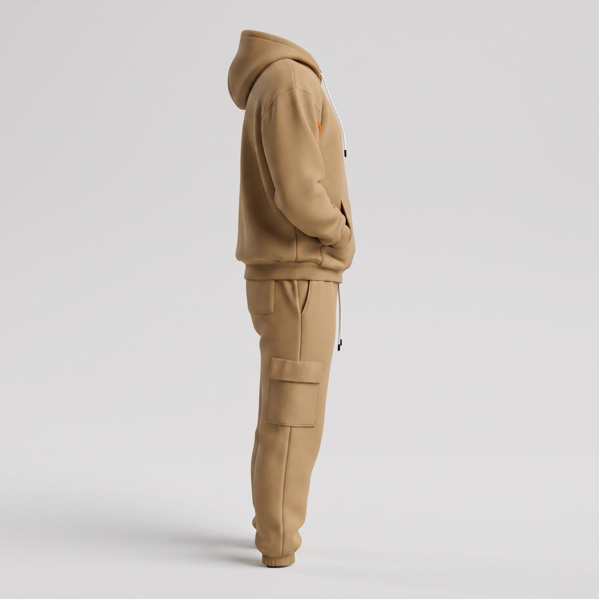 Men's Half-Zip Hooded Tracksuit Set Cargo Pockets Relaxed Fit