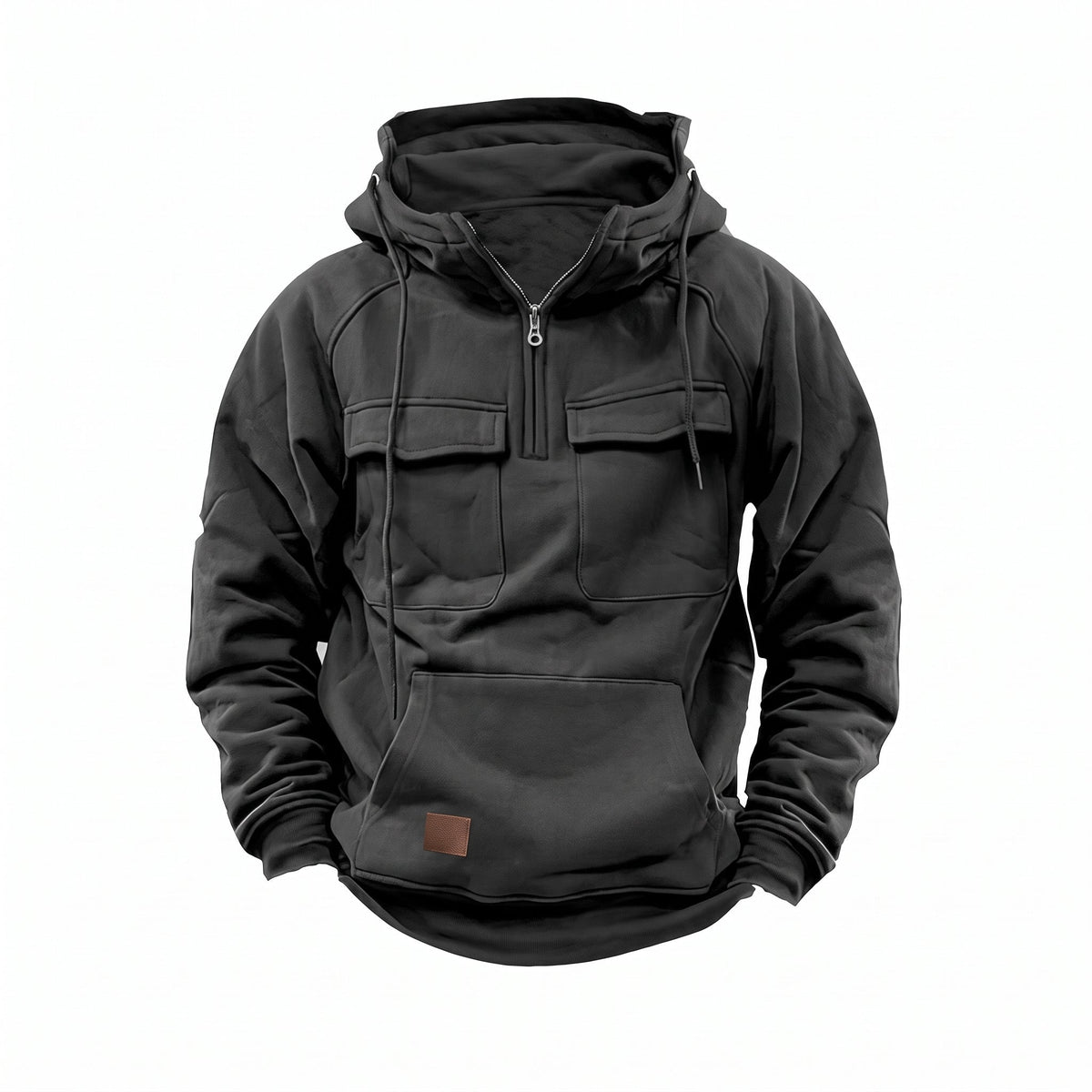 Men's Half-Zip Hoodie Funnel Neck Utility Pullover