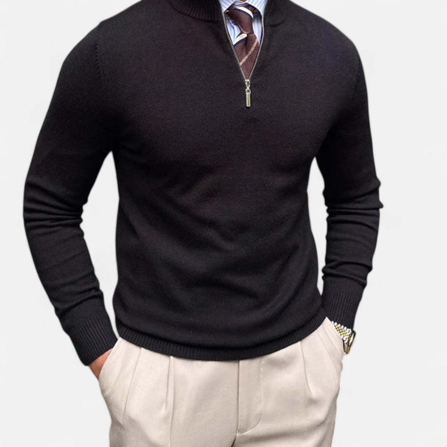Men's Half Zip Knit Sweater - Ideal for Smart Casual Attire