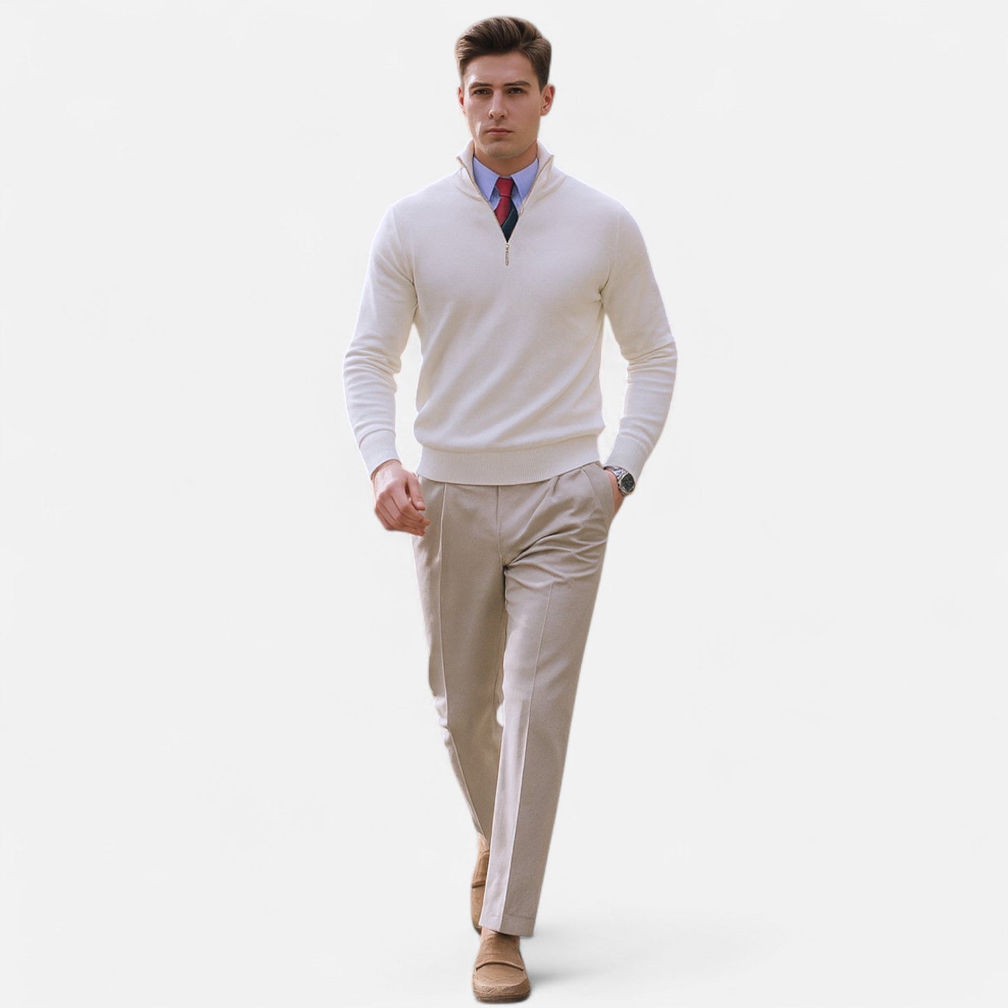 Men's Half Zip Knit Sweater - Ideal for Smart Casual Attire