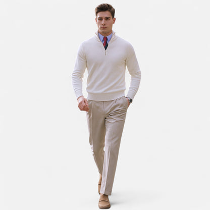 Men's Half Zip Knit Sweater - Ideal for Smart Casual Attire