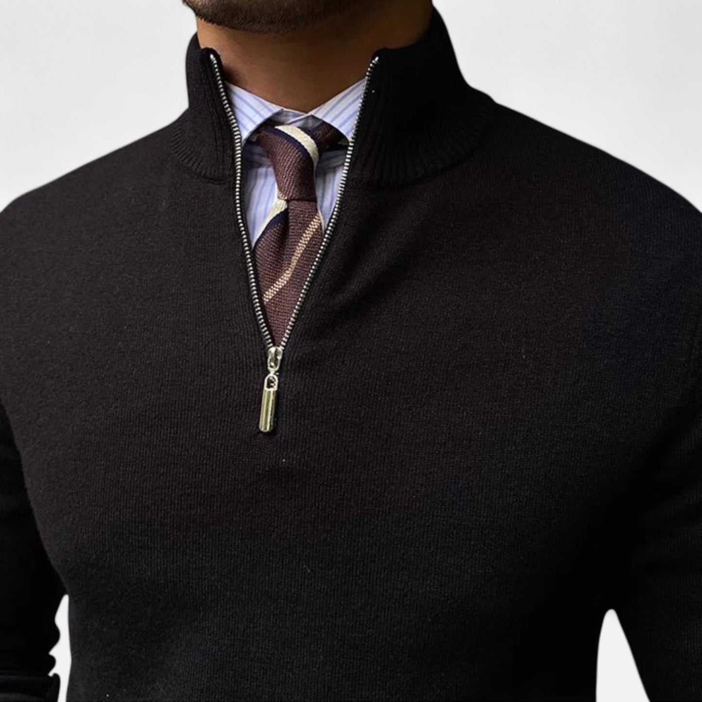 Men's Half Zip Knit Sweater - Ideal for Smart Casual Attire