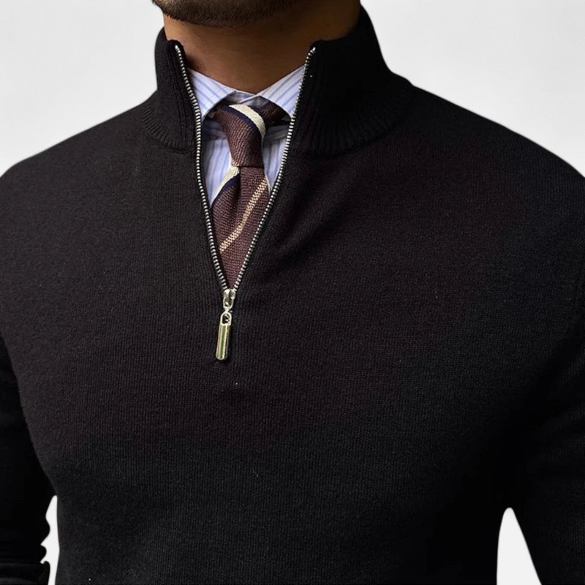 Men's Half Zip Knit Sweater - Ideal for Smart Casual Attire