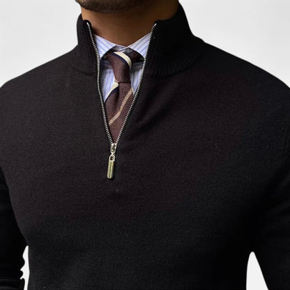 Men's Half Zip Knit Sweater - Ideal for Smart Casual Attire