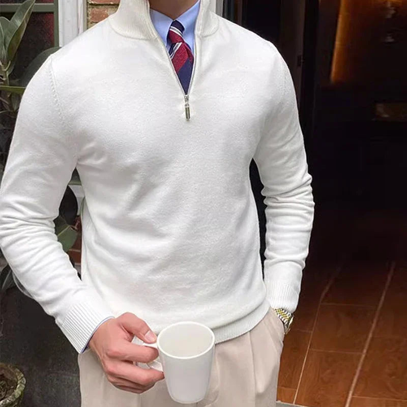 Men's Half Zip Knit Sweater for Autumn and Winter