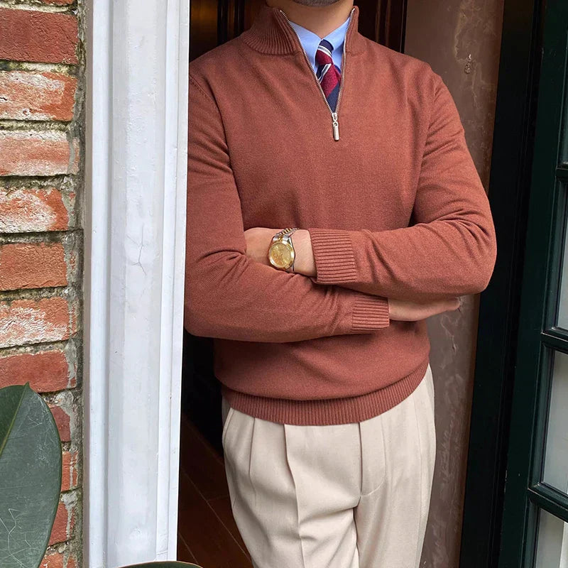 Men's Half Zip Knit Sweater for Autumn and Winter