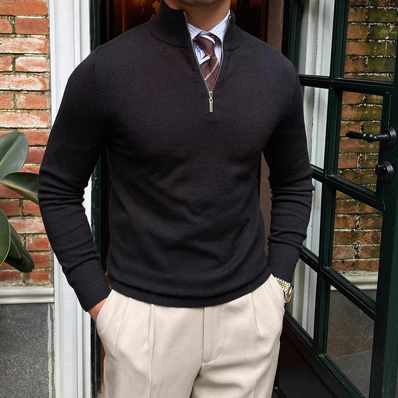 Men's Half Zip Knit Sweater for Autumn and Winter