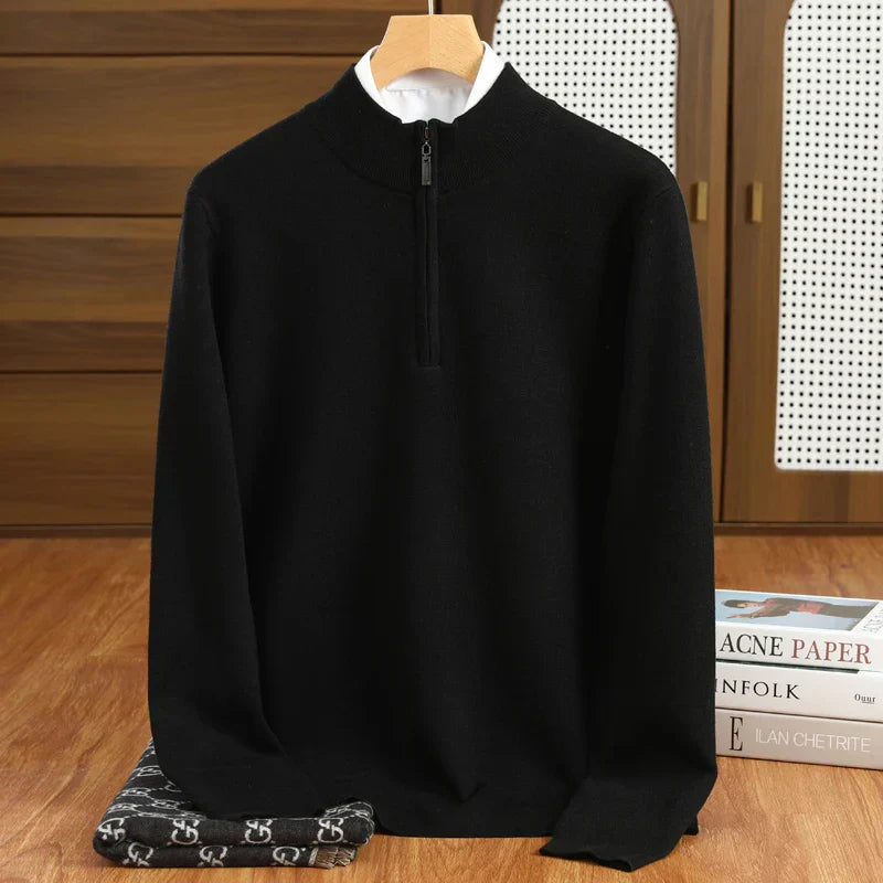 Men's Half-Zip Mock Neck Sweater for Smart Casual Wear