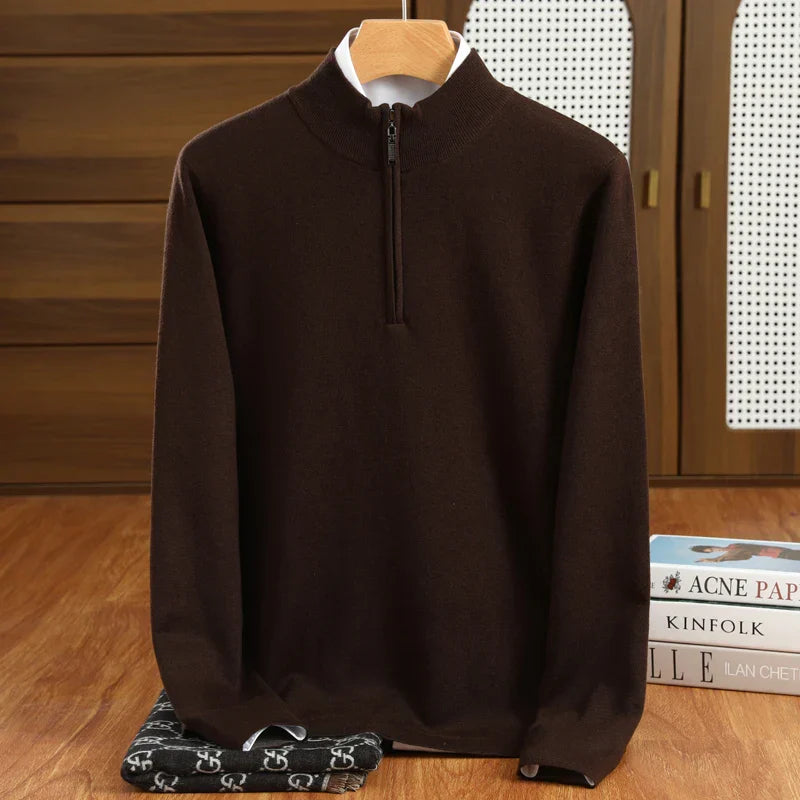 Men's Half-Zip Mock Neck Sweater for Smart Casual Wear
