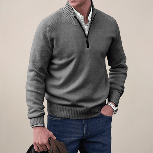 Men's Half-Zipped Knit Sweater for Stylish Occasions