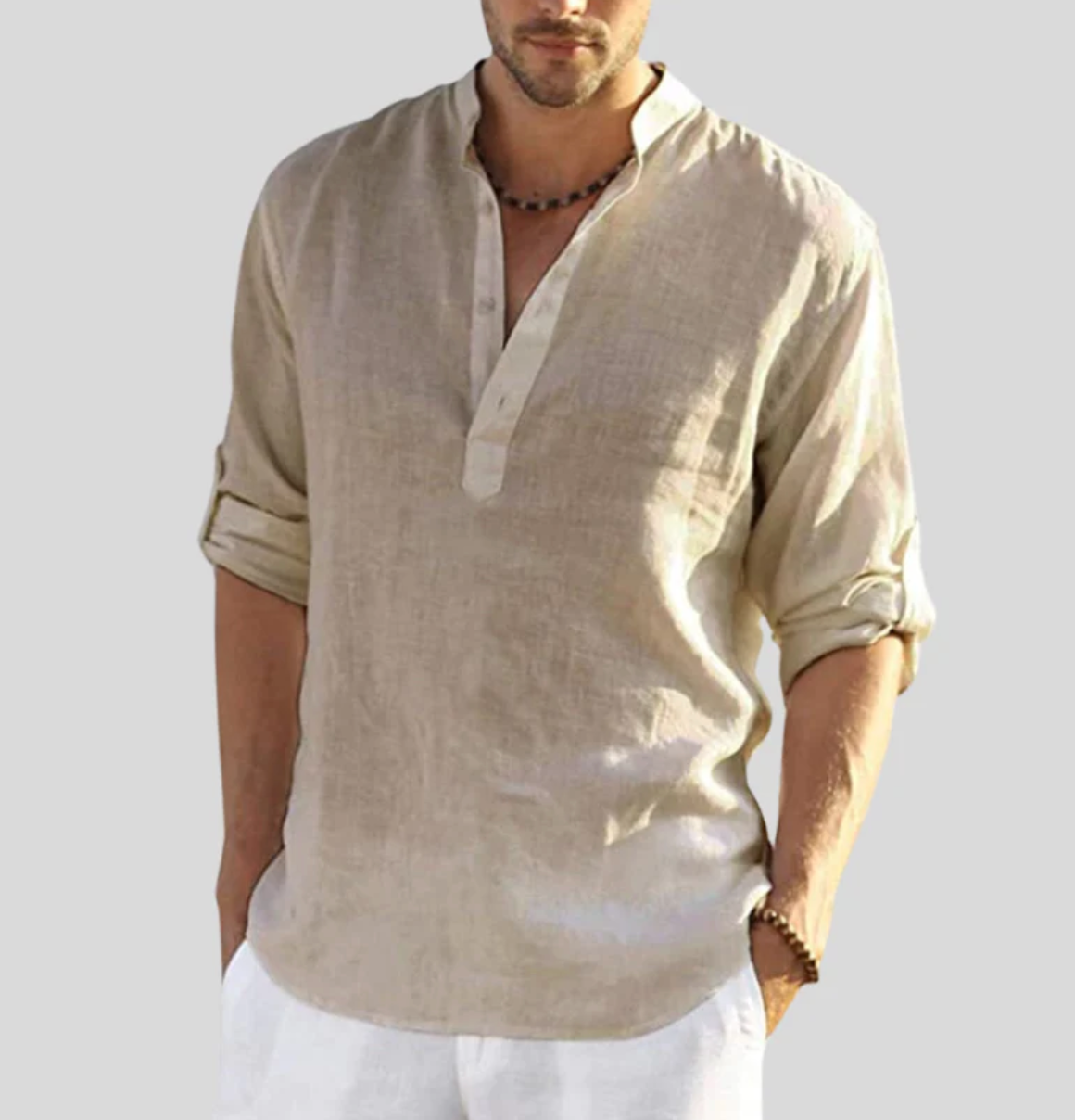 Men's Henley Shirt | Roll-Up Sleeve Design