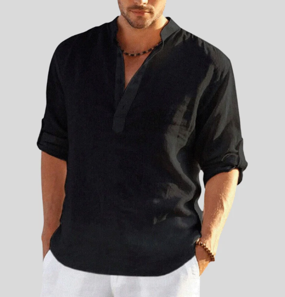 Men's Henley Shirt | Roll-Up Sleeve Design