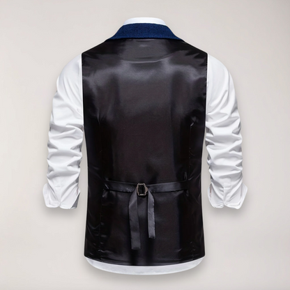 Men’s Herringbone Waistcoat – Stylish Reversed Collar for Formal Events