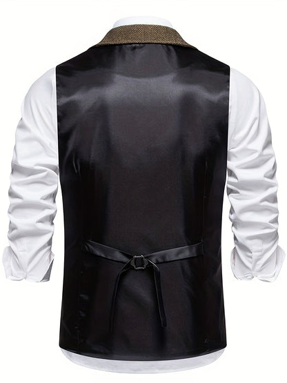 Men's Herringbone Waistcoat for Formal Occasions