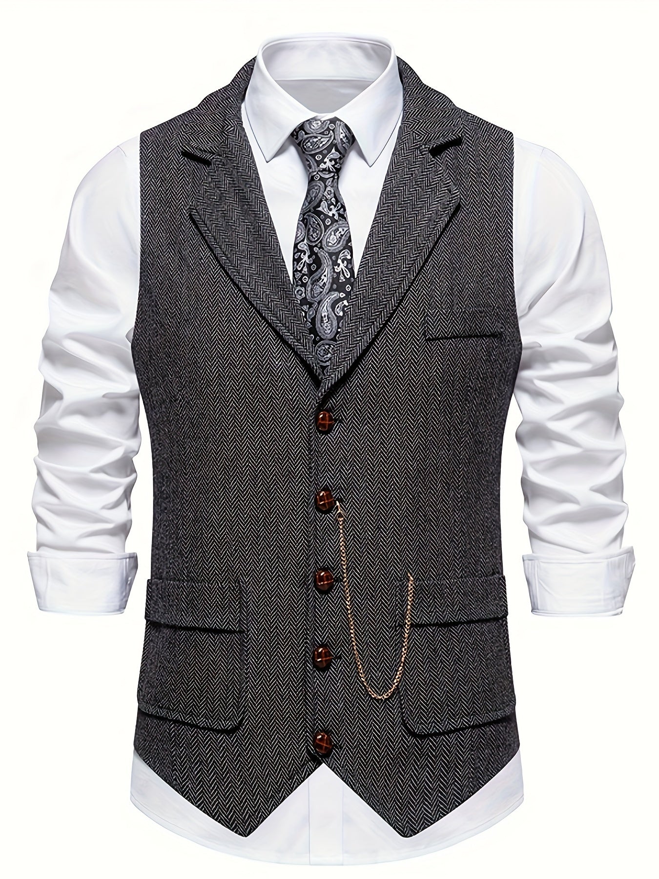 Men's Herringbone Waistcoat for Formal Occasions
