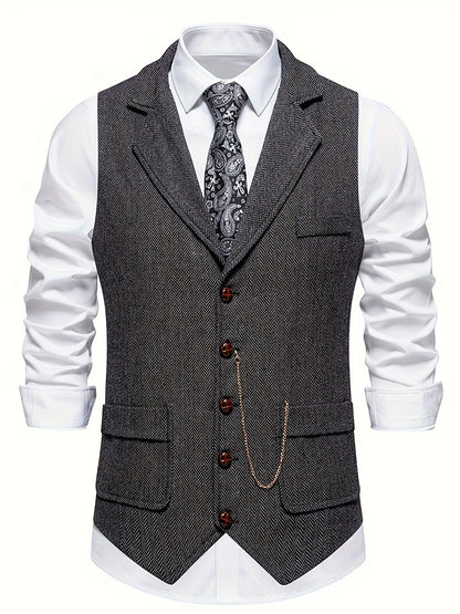 Men's Herringbone Waistcoat for Formal Occasions