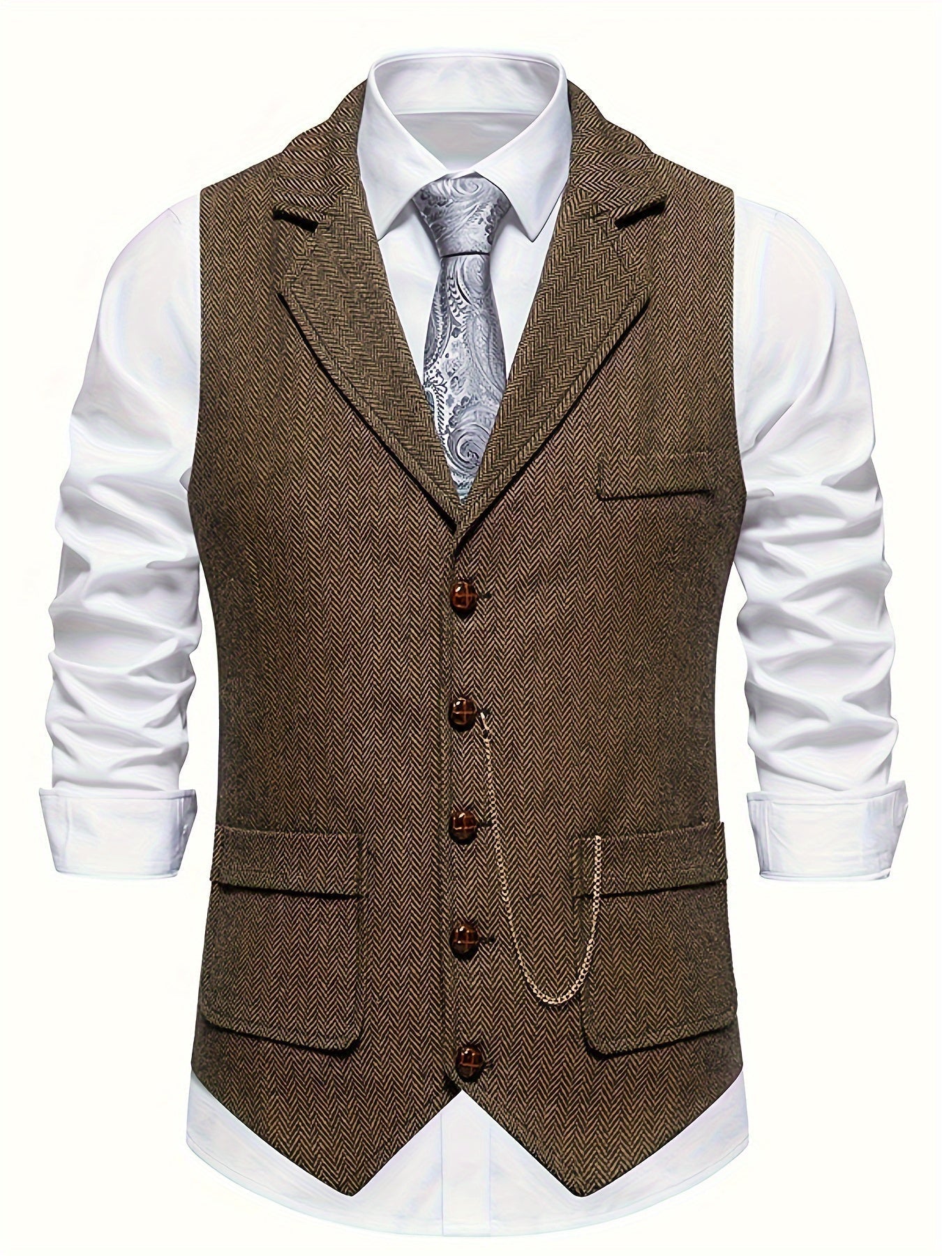 Men's Herringbone Waistcoat for Formal Occasions