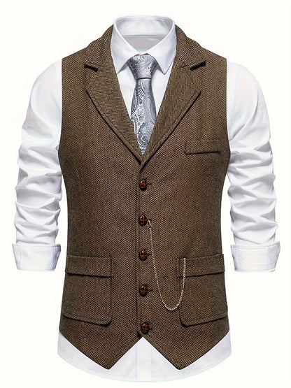 Men's Herringbone Waistcoat for Formal Occasions