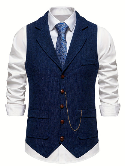 Men's Herringbone Waistcoat for Formal Occasions